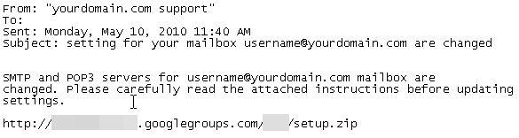 Google Groups Scam Email