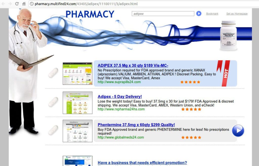 Fraudulent Pharmaceutical Website 2