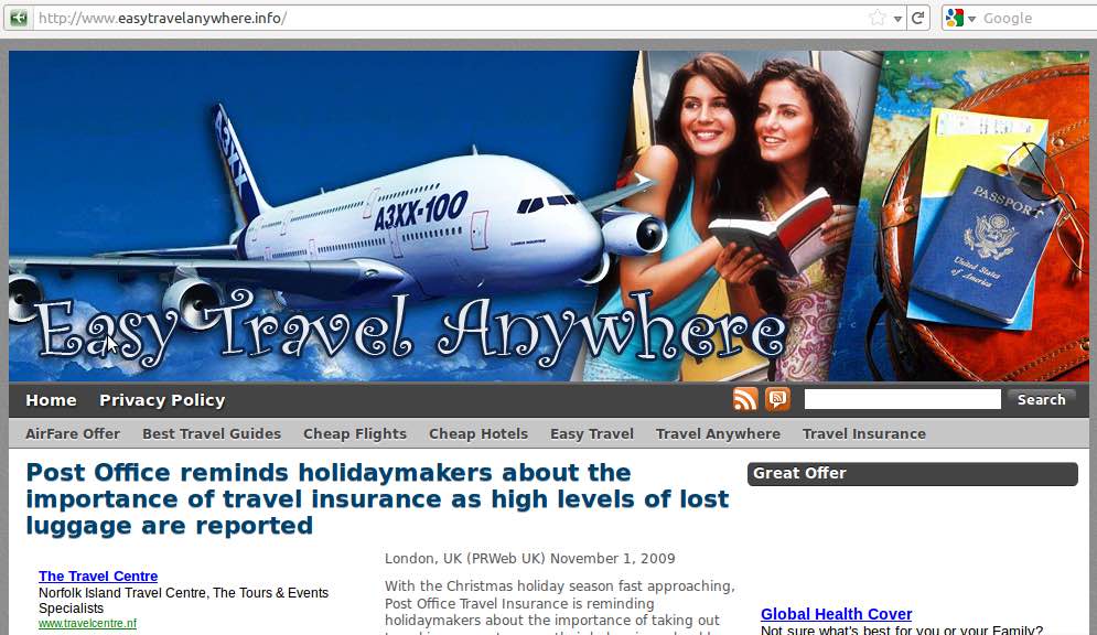 Spam Website Linked to Twitter Results for Easy and Affordable Travel