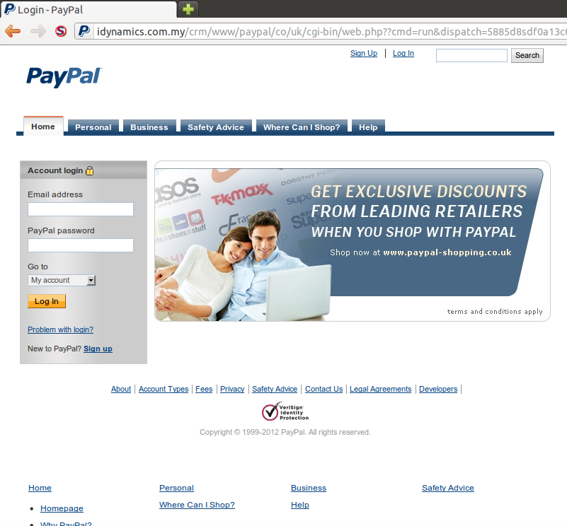 PayPal Example Phishing Website with Login
