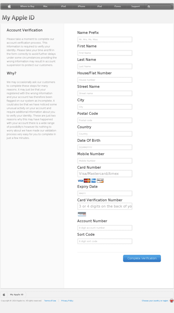 Apple ID Phishing URL Detection - Fake Apple