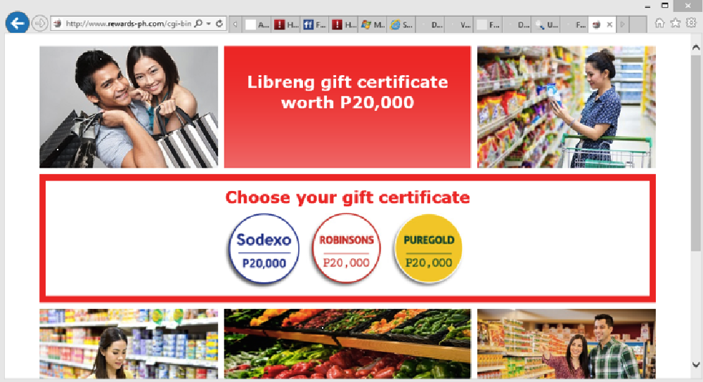 Screengrab, example of a scam website tied to gift certificates