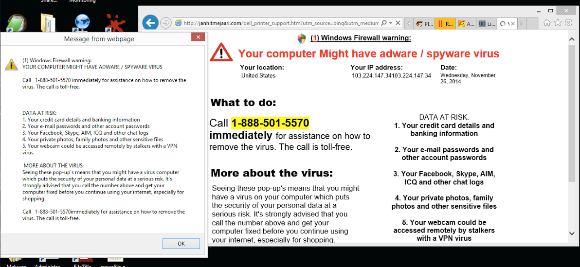 Example of a computer repair scam website