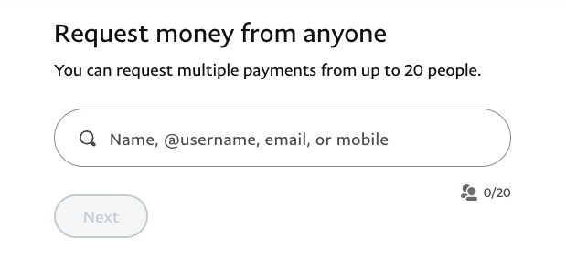 PayPal payment request feature